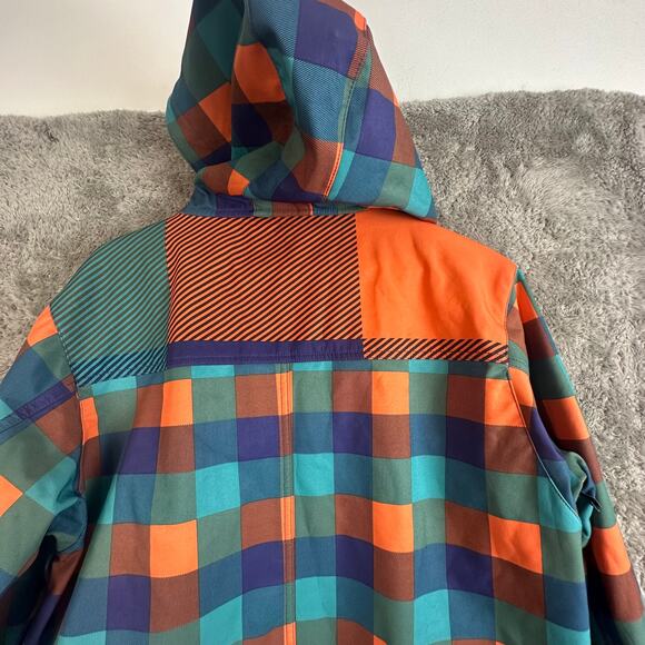 Neff Men's Rad Plaid Softshell Jacket S Orange Teal Purple Parka Snowboard Coat - Picture 7 of 16